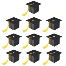 10 PCS Graduation Candy Boxes Class Of 2024 Graduation Cap Gift Boxes Graduation Centerpieces With Tassel For Graduation Ceremony Party Favors - Black - View 11