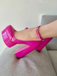 Plataformas Cerradas Tacon Ancho recubierto - Rosa Fucsia - Ver 5