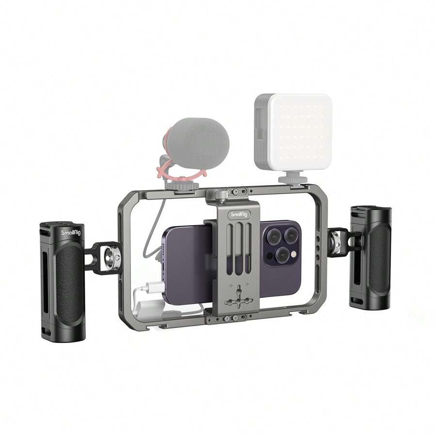SmallRig Universal Phone Cage, Smartphone Video Rig Kit With Handles, Handheld Filmmaking Vlogging Case Stabilizer For Videomaker, For IPhone For SamSung For Pixel And Other Android Phones - 4121 - 黑色 - 查看 1