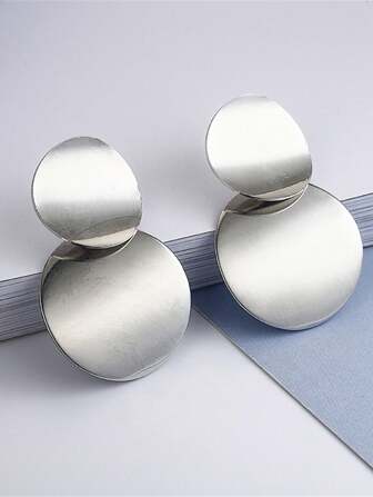 1對簡約幾何拼接圓圈耳環,適用於女性多種穿搭搭配