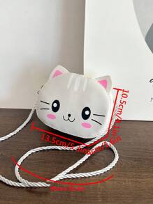 1 cái Cô Gái Trẻ Phim hoạt hình dễ thương Mèo Mini Đứa trẻ chất liệu da PU Túi đeo chéo Với dây kéo Khép kín Đối với Sử dụng hàng ngày In Tất cả các mùa - trắng - Xem 2