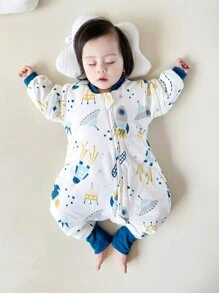 2.5tog 卡通舒适婴儿儿童睡袋带腿部隔层，春秋款爱心情人节 - 藍色 - 查看 3