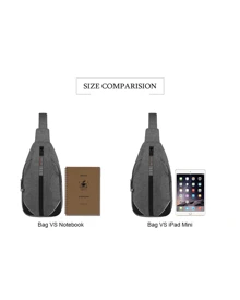 WATERFLY Crossbody Sling Bag Men Women Anti Theft Backpack For Traveling Chest Shoulder Bag - 灰色 - 查看 7