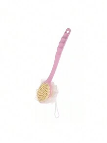 1 pezzo Spazzola per il bagno 2-in-1 con manico lungo e setole morbide per lo scrubbing della schiena e il lavaggio del corpo
