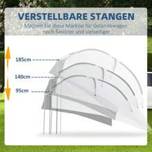 Outsunny Heckzelt Auto Autozelt Wasserdichtes Auto Markisen Zelt inkl. Stahlgestell, Regenschutz, Sonnenschutz, Leichte Tragbare für Lkw, Wohnmobil, Van, Outdoor Camping Reisen, 3 x 2,6 x 2,3-2,6 m - Hellgrau - Übersicht 4