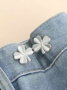 1 Pieza Cinturón Ajustable Invisible De Trébol De La Suerte Con Botones Desmontables Sin Costuras, Cinturón De Flores Pequeñas Con Herramienta De Reducción De Cintura Para Decoración Y Ajuste De Cintura, Hebilla De Cinturón Para Pantalones Vaqueros