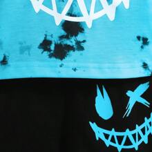 Young Boy Summer Set: Sleeveless Expression Printed Vest And Shorts