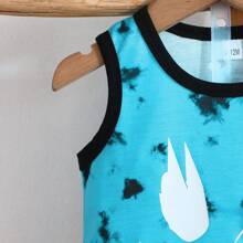 Young Boy Summer Set: Sleeveless Expression Printed Vest And Shorts