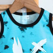 Young Boy Summer Set: Sleeveless Expression Printed Vest And Shorts