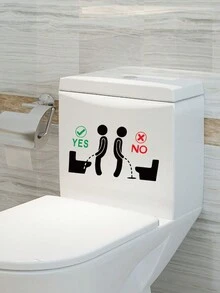 1pc Funny Bathroom Signs,Toilet Prohibit Logo,Waterproof Removable Toilet Seat Sign - Black - View 4