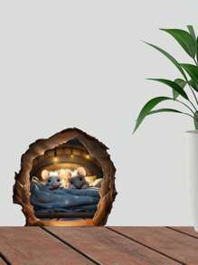 有趣的老鼠洞墙贴卧室厨房踢脚线家居装饰 3d 乙烯基墙贴花 DIY 卡通老鼠动物壁画艺术、贴纸、墙贴花、乙烯基贴花用于家居装饰、春季装饰物品刷新您的家、拉玛装饰贴纸礼物生日毕业 - 彩色 - 查看 6