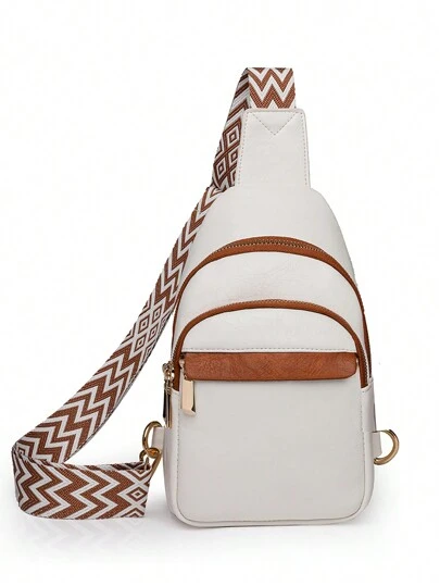 Multi-Layer Zipper Front Chest Pack Outdoor Backpack With Large Capacity, Minimalist And Stylish Women's Shoulder Bag