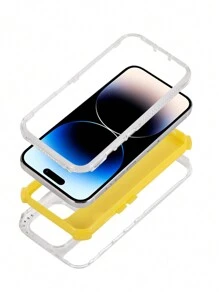 1 件 3 合 1 软硅胶手机壳，带镜头、彩色环、凸起的四个角、防震保护套，兼容 11/11Pro/11ProMax/12/12Pro/12ProMax/13/13Pro/13ProMax/14/14Pro/14ProMax/14Plus/15/15Pro/15Plus/15ProMax/X/XR/XSMax/7G/7PLUS 防水防摔防刮 - 黃色 - 查看 4