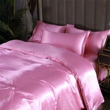 3pcs Cool And Breathable Washed Silk Bedding Set Including 1 Duvet Cover, And 2 Pillowcases, Modern Style, Comfortable & Soft, Suitable For Single/Double Size Beds, Various Sizes Available, Can Be Machine Washed, Perfect For Home Bedroom - Pink - View 5