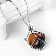 Dây chuyền đá cán bất đối xứng bằng thép không gỉ, mặt dây chuyền lưới tre kim loại pha lê tím thủ công, món quà tuyệt vời nhất cho các cặp đôi, bà mẹ, bạn bè - Vòng cổ đá lộn xộn bất thường - Xem 11