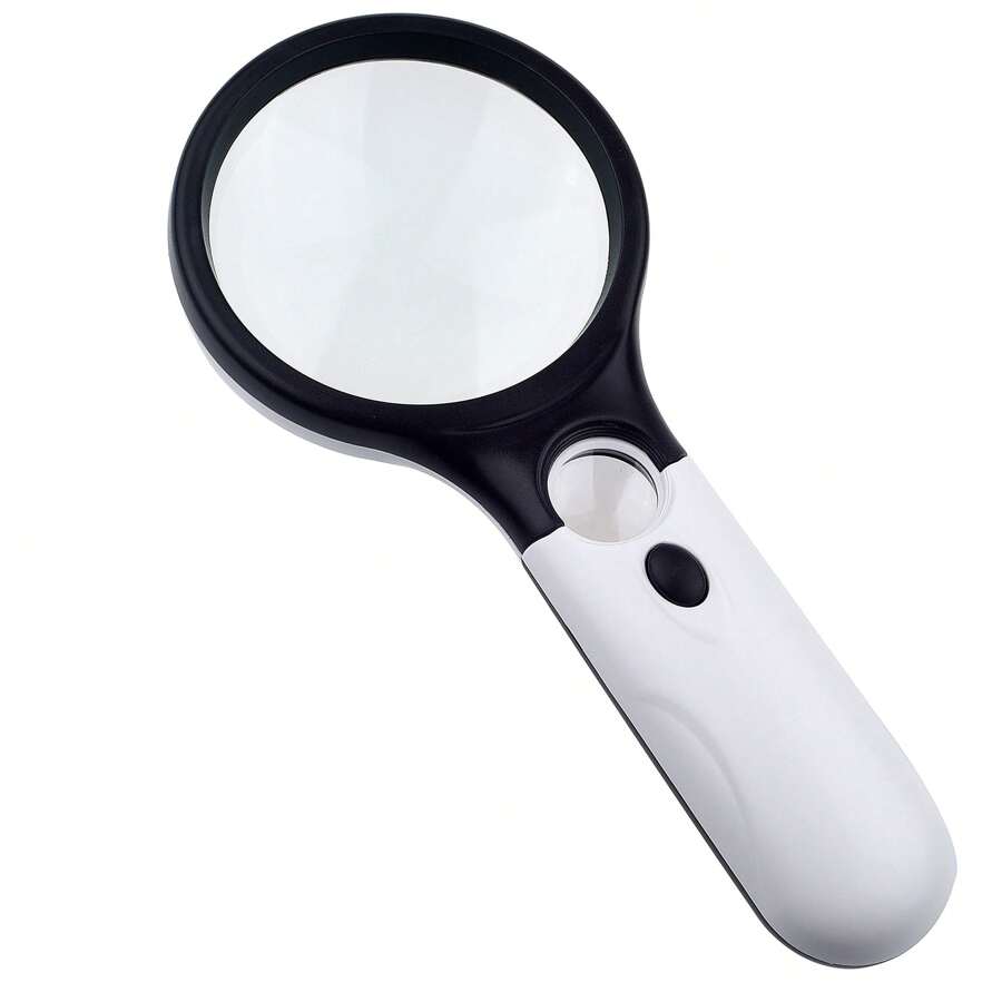 1pc Illuminated Double Lens Magnifier With Led Light, Handheld Magnifying Glass With Dual Glass