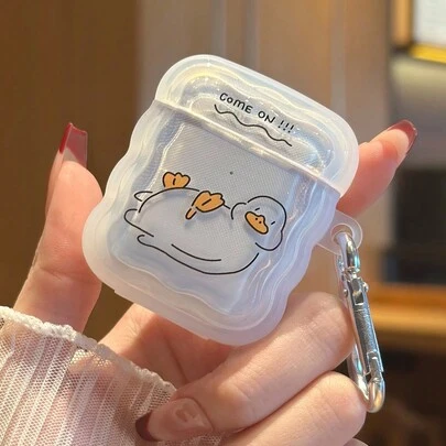 1 件卡通可爱小黄鸭耳机保护壳兼容 Airpods