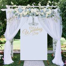 1pc Wedding Arch Decoration White Background Cloth, 2.2m*1.2m Fit For Arch Back, Two Sided Semi Circle Top Backdrop Stand Cover