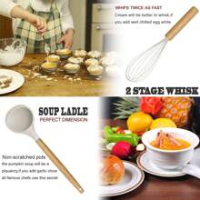 TAIMASI Kitchen Utensils Set- 35 PCs Cooking Utensils With Grater,Tongs, Spoon Spatula &Turner Made Of Heat Resistant Top Grade Silicone And Wooden Handles Kitchen Gadgets Tools Set For Nonstick Cookware - 卡其色 - 查看 4