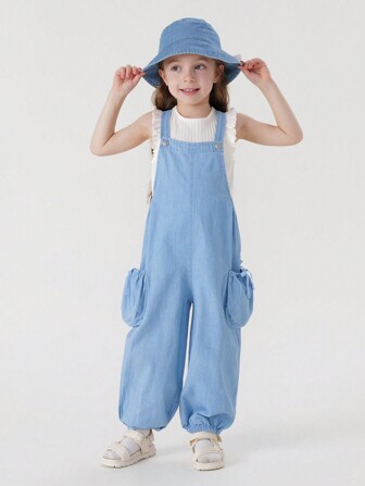 MARC&JANIE 少女時尚甜美蝴蝶結牛仔大口袋褲褲，適用於春夏季