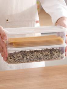 1 个大容量面条储物盒，适用于厨房和冰箱的塑料密封容器，保存燕麦和面条、储物、厨房收纳、厨房用品、房间装饰、家居装饰。