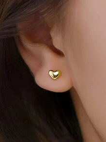 1pair Fashionable Simple And Exquisite Elegant Double-Sided Wear Design Heart-Shaped Basic Texture Earrings, Sweet And Elegant Style For Summer Festivals, Weddings, Parties, Daily Wear, Clothing Matching Silver Earrings With A Touch Of Luxury To Gift Your Loved Ones, Friends Or Couple, Or To Just Wear On Your Own