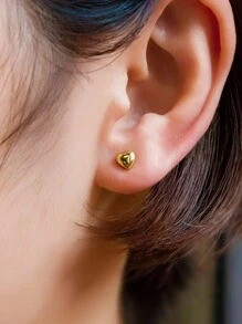 1pair Fashionable Simple And Exquisite Elegant Double-Sided Wear Design Heart-Shaped Basic Texture Earrings, Sweet And Elegant Style For Summer Festivals, Weddings, Parties, Daily Wear, Clothing Matching Silver Earrings With A Touch Of Luxury To Gift Your Loved Ones, Friends Or Couple, Or To Just Wear On Your Own