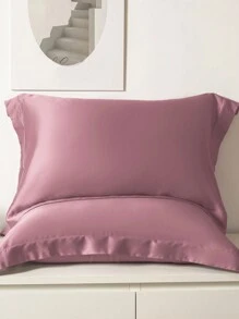 1pc Satin Solid Color Pillowcase, Envelope Closure Soft Pillow Cover For Bedroom, Bedding