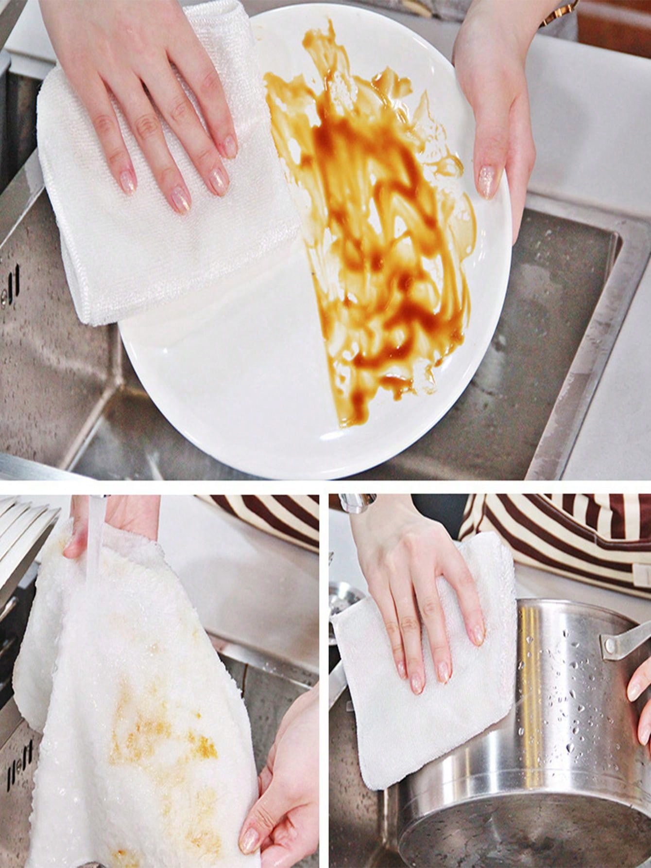 Absorbent Bamboo Fiber Dish Cloths, Kitchen Dishwashing Cloth, OilFree