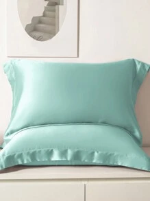1pc Satin Envelope Closure Pillowcase In Solid Color, Bedding Accessory For Bedroom