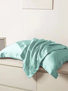 1pc Satin Envelope Closure Pillowcase In Solid Color, Bedding Accessory For Bedroom