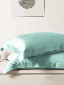 1pc Satin Envelope Closure Pillowcase In Solid Color, Bedding Accessory For Bedroom