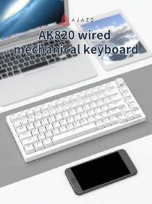 Ajazz Ak820 Gaming Mechanical Keyboard 82 Keys Wired Limited Gaming Keyboard For PC Laptops - White - View 2