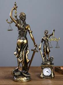 1 pieza Estatua de la Diosa de la Justicia para decoración del hogar, decoración de estantería de oficina, simboliza la ley y la justicia con la mejor balanza de equilibrio - Bronce - Ver 4