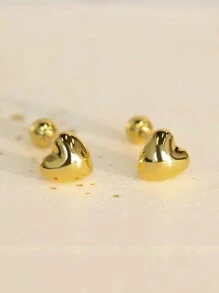 1pair Fashionable Simple And Exquisite Elegant Double-Sided Wear Design Heart-Shaped Basic Texture Earrings, Sweet And Elegant Style For Summer Festivals, Weddings, Parties, Daily Wear, Clothing Matching Silver Earrings With A Touch Of Luxury To Gift Your Loved Ones, Friends Or Couple, Or To Just Wear On Your Own