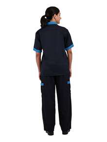 Juego de Filipina De Limpieza Con Pantalón Mod 1803 - Azul marino con turquesa - Ver 6