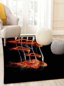 1入組火焰音樂符號和叉形黑色地毯,客廳時尚裝飾地毯 - 彩色 - 查看 4