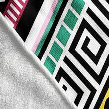 1入式波西米亞風格幾何圖案沙灘巾/超細微纖維沙灘巾/運動巾,適用於夏季海灘和游泳池使用 - 彩色 - 查看 4