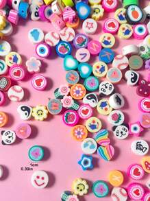 50/100pcs Fashion Fruit & Flower Polymer Clay Beads For Bracelet And Necklace Making - Multicolor - View 3