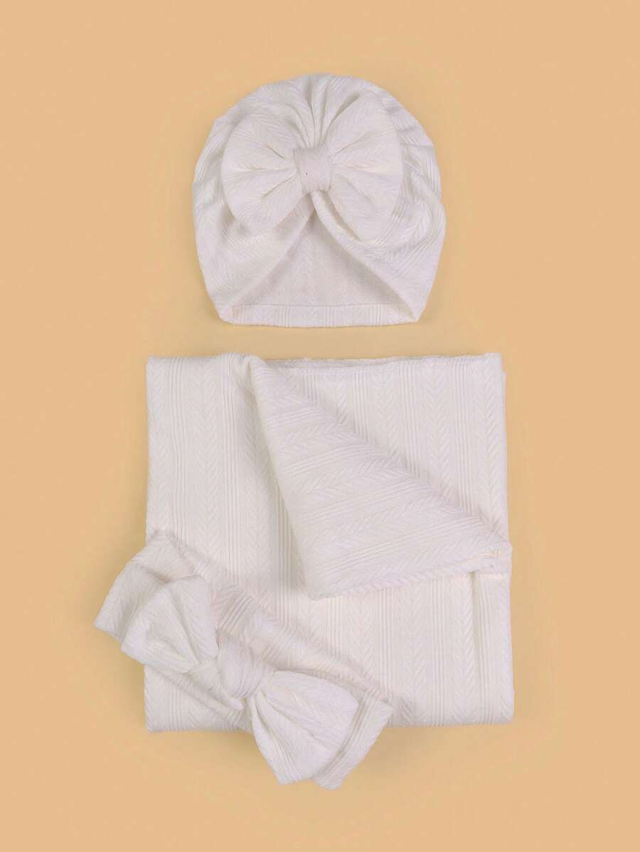 3pcs/Set Baby Swaddle Blanket With Bow Knot Headbands Newborn Floral Printed Receiving Blanket Wrap Love Valentine