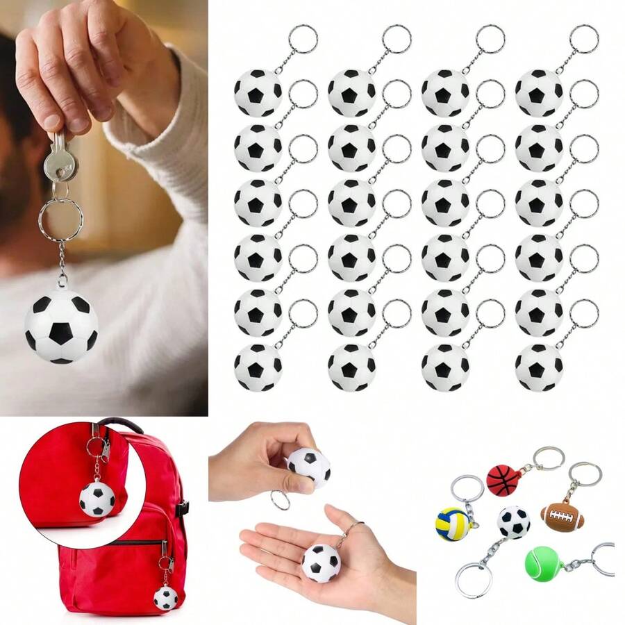 1 Pieza/6 Piezas/12 Piezas Nuevo Miniaturas En Simulación De 3cm Fútbol, Baloncesto, Tenis, Llavero De Rugby Para Llaves Del Coche/regalo De Graduación - multicolor - Ver 1