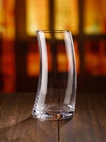 1pc Glass Shaped Juice Glasses, Creative Design Crescent Shape, 470ml - Clear - View 5