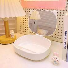 1pc Foldable Dressing Table Mirror With Storage Box, INS Style Makeup Mirror For Women, Students And Home Use - Multicolor - View 7