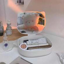 1pc Foldable Dressing Table Mirror With Storage Box, INS Style Makeup Mirror For Women, Students And Home Use - Multicolor - View 4