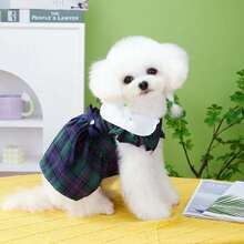 1件文藝風格格子裙寵物狗和貓衣服 - 適用於泰迪犬,比熊犬,幼犬春夏季寵物便裝 - 綠色 - 查看 8