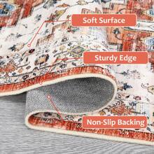 Machine Washable Rug, Living Room Rugs Boho Area Rug For Bedroom Laundry Room Nursery Room Non SlipVintage Triball Medallion Floor Carpet - trái cam - Xem 5