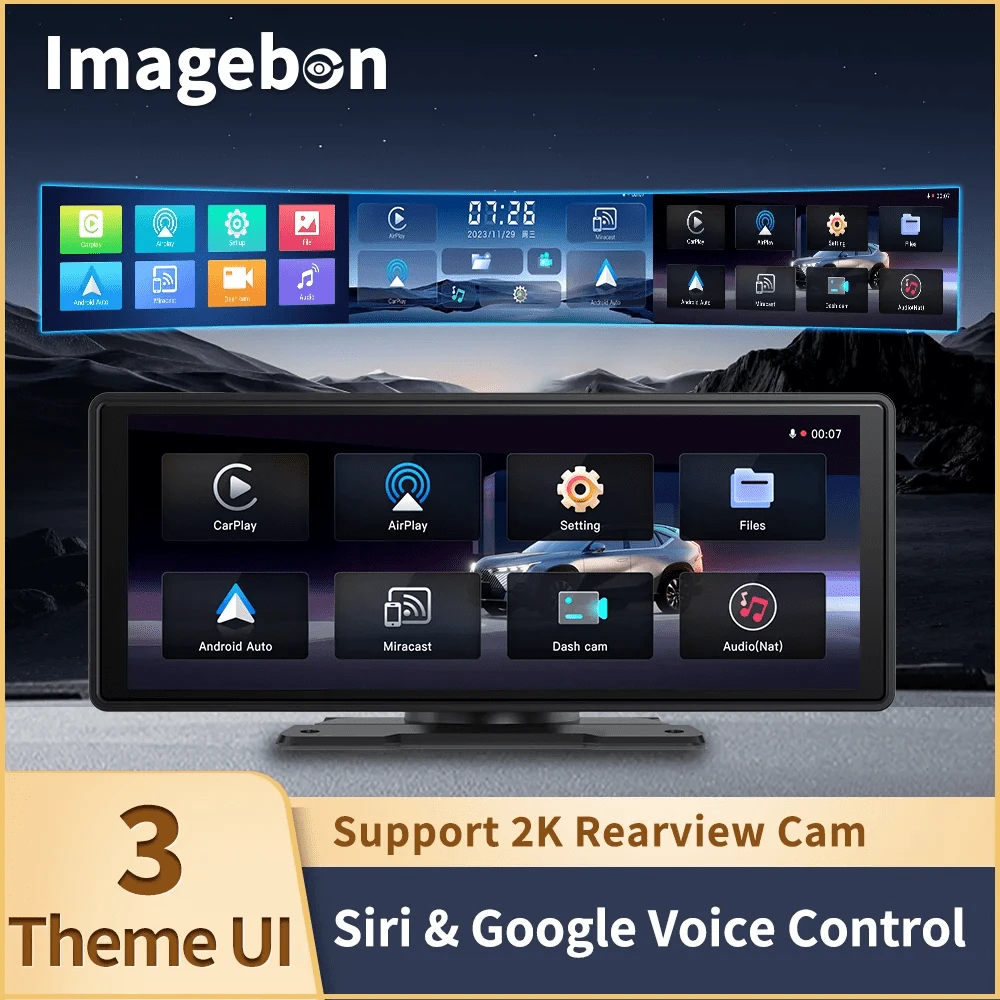 10.26" Wireless Iphone Projection Android Auto Dash Cam No Front Cam