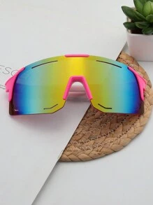 1pc Men's Pink Plain Y2k Sports Glasses Suitable For Outdoor Beach Accessories For Women Glasses Shades - Multicolor - View 2