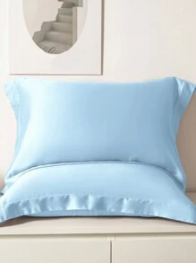 1pc Satin Solid Color Pillowcase With Envelope Closure, Bedroom Accessory