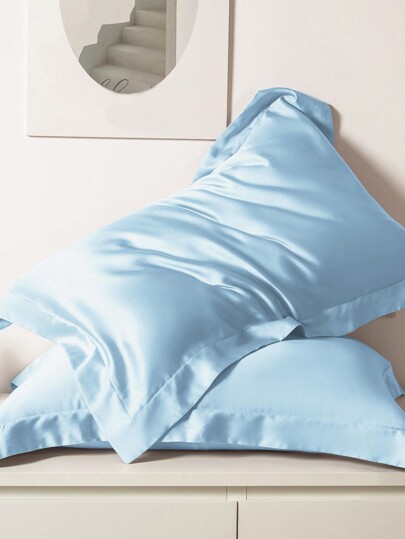 1pc Satin Solid Color Pillowcase With Envelope Closure, Bedroom Accessory